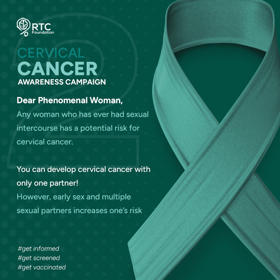 This is to you  O beautiful, rising, thriving young or elderly woman.  As you strive to live a purposeful life, Please don’t leave your health, one of your most valuable assets, to chance.  With Love,  RTC Foundation.   #RTCFoundation #CervicalCancerAwareness #DearPhenomenalWoman