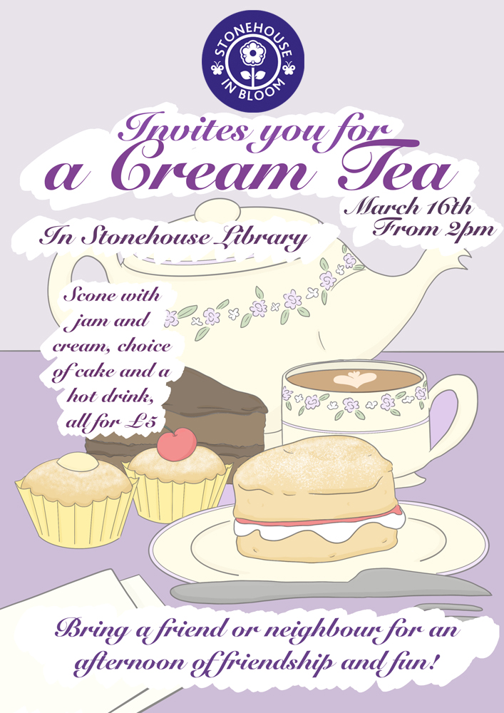 Cream Teas - 16th March from 2pm, Stonehouse Library. Join us at our first 2024 fundraiser. Enjoy a scone + cream + jam, choice of cake + hot drink for only £5. Bring a friend/neighbour (or come and make some new friends) #UKFinals #RHSBloom60 #mmmmmcake @RHSBloom @HOEInBloom