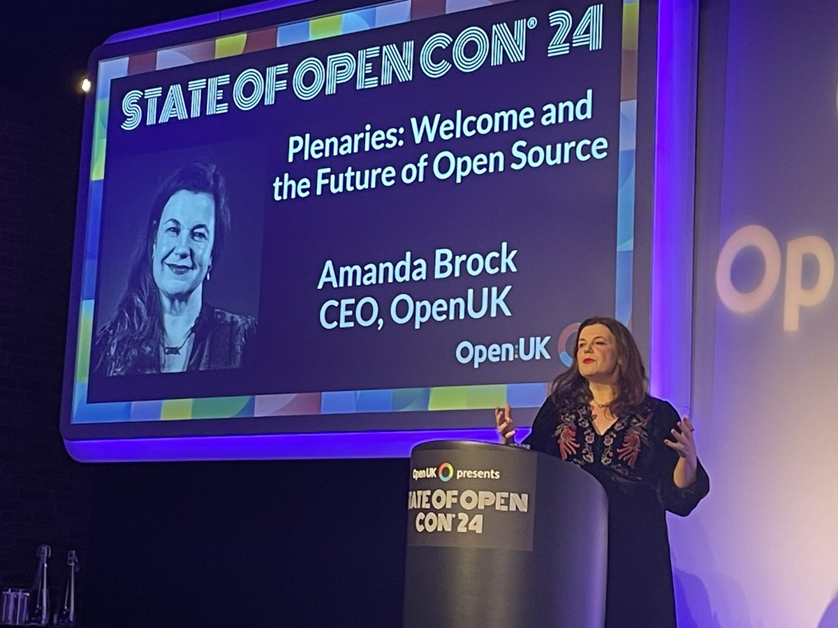 Day 1 of #stateofopencon #soocon24 kicked off by @AmandaBrockUK @openuk_uk. More than 800 delegates from all over the world in London. Amazing to see the open source community thriving.