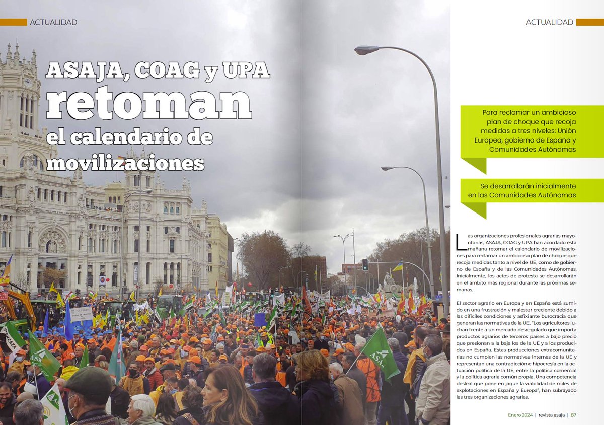 AsajaNacional's tweet image. A partir del 📅 8 de febrero 🚜📣#UnidadDeAcción

Las #OPAs retoman las #movilizaciones.

Estas son las reivindicaciones:
📲👉ow.ly/BrFV50Qybeg