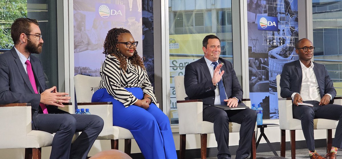 ThamiMabhena's tweet image. Panel discussion at the presentation of the @Our_DA's blueprint delivered by Hon. @jsteenhuisen. There needs to be reform of Parliament. The Presidential Q&amp;amp;A is now only happening once a quarter instead of monthly. This hampers the work of Parliament
#RescueSA 
#RegisterToVoteDA