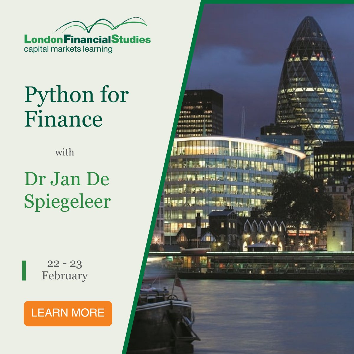 London_FS's tweet image. Join our hands-on 2-day programme on Python for Finance, focusing on applications in trading, portfolio, and risk management.

Book the course by 15 February to get a 20% saving. Use the code LFSNY2024 when booking. Learn more now: bit.ly/3OVvsir 

#PythonForFinance