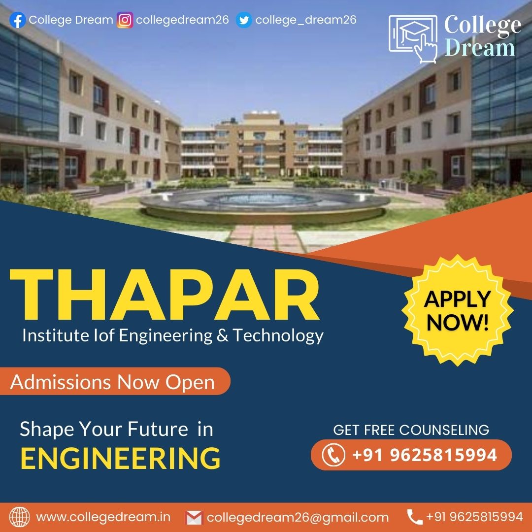 Shape your future in engineering at Thapar Institute of Engineering & Technology! Admissions are now open.
Contact College Dream at +91 9625815994 for free counseling. 
.
#thaparinstitute #engineeringadmissions #collegedream #freecounseling #admissionsopen #engineeringfuture