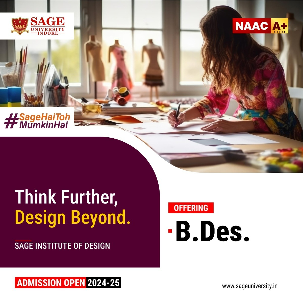 SAGE_INDORE's tweet photo. Unleash your creative potential at SAGE Institute of Design! Admissions now open for the academic session 2024-25.
🌐 : https://t.co/4FYelapHan
#BDes #FashionDesign #InteriorDesign #SAGEUniversity #SAGEUniversityIndore #SAGEIndore #TopUniversityInMP #BestUniversityInIndore https://t.co/iqjxc4P35k