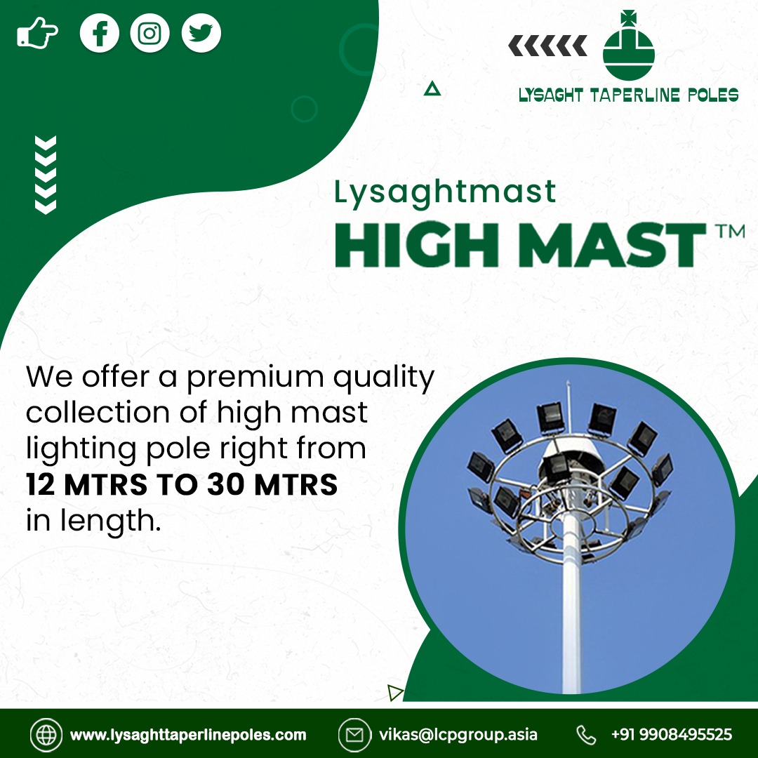 ltpindiaasia's tweet image. Made of galvanized steel for better durability and corrosion protection, the LTP HIGH MAST™ profiles are long-lasting. We have a range of products, such as mini masts, high masts, and stadium masts. 
Website: lysaghttaperlinepoles.com
#highmastpole #highmastlight #stadiummasts