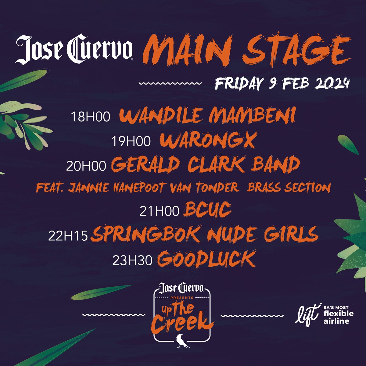 Nude and improved, you can catch <a href="/SNGband/">Springbok Nude Girls</a> playing at the #UpTheCreekMusicFest this Friday in Swellendam...

We're looking forward to playing at this incredible outdoor music festival, right on the banks of the beautiful Breede River.

Get your tickets at Howler, link below