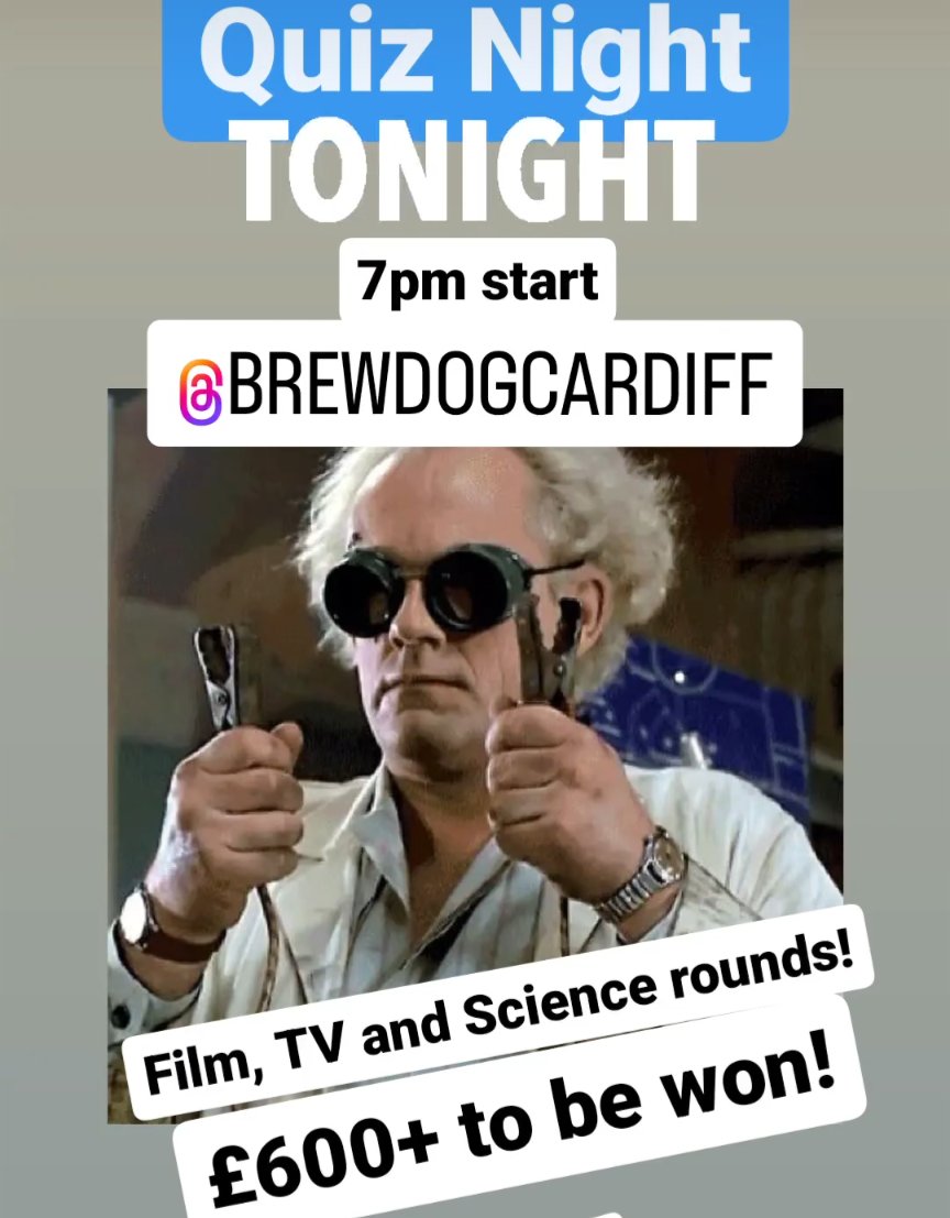 Tuesday drinks? After work social? @BrewDogCardiff have a fantastic quiz tonight starting at 7pm. Beer and £600+ to be won!!! Book a table here brewdog.com/uk/brewdog-car… @CompleatQuiz @itsoncardiff @cardiffstudents @CardiffUniISoc