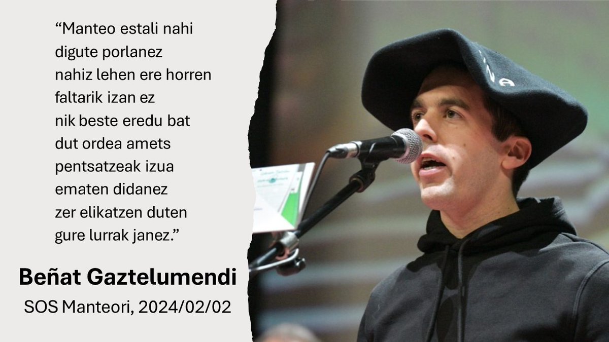 SOSmanteo's tweet photo. Beñat Gaztelumendi bertsolari sarituak bere atxikimendua erakusteko bertso ederra bota digu. Mila esker!! 💚💚💚 https://t.co/rHMbh5vGKS