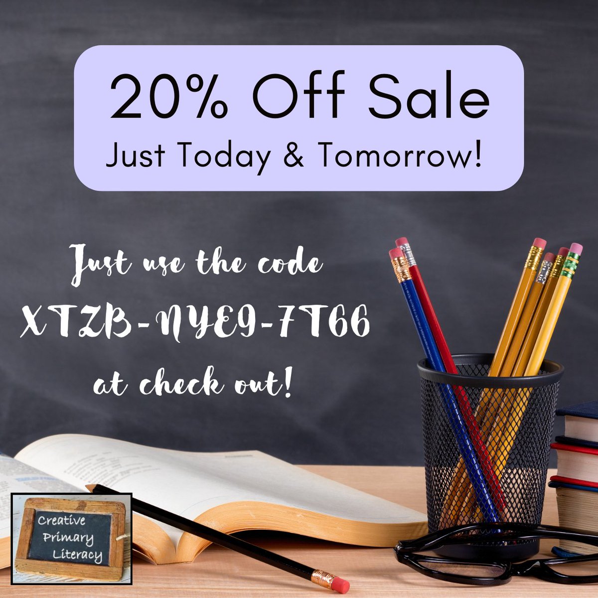 20% Sale - Just today and tomorrow.

Just enter the code XTZB-NYE9-7T66 at check out.

creativeprimaryliteracy.com

Check out 1000s of educational resources at Creative Primary Literacy!