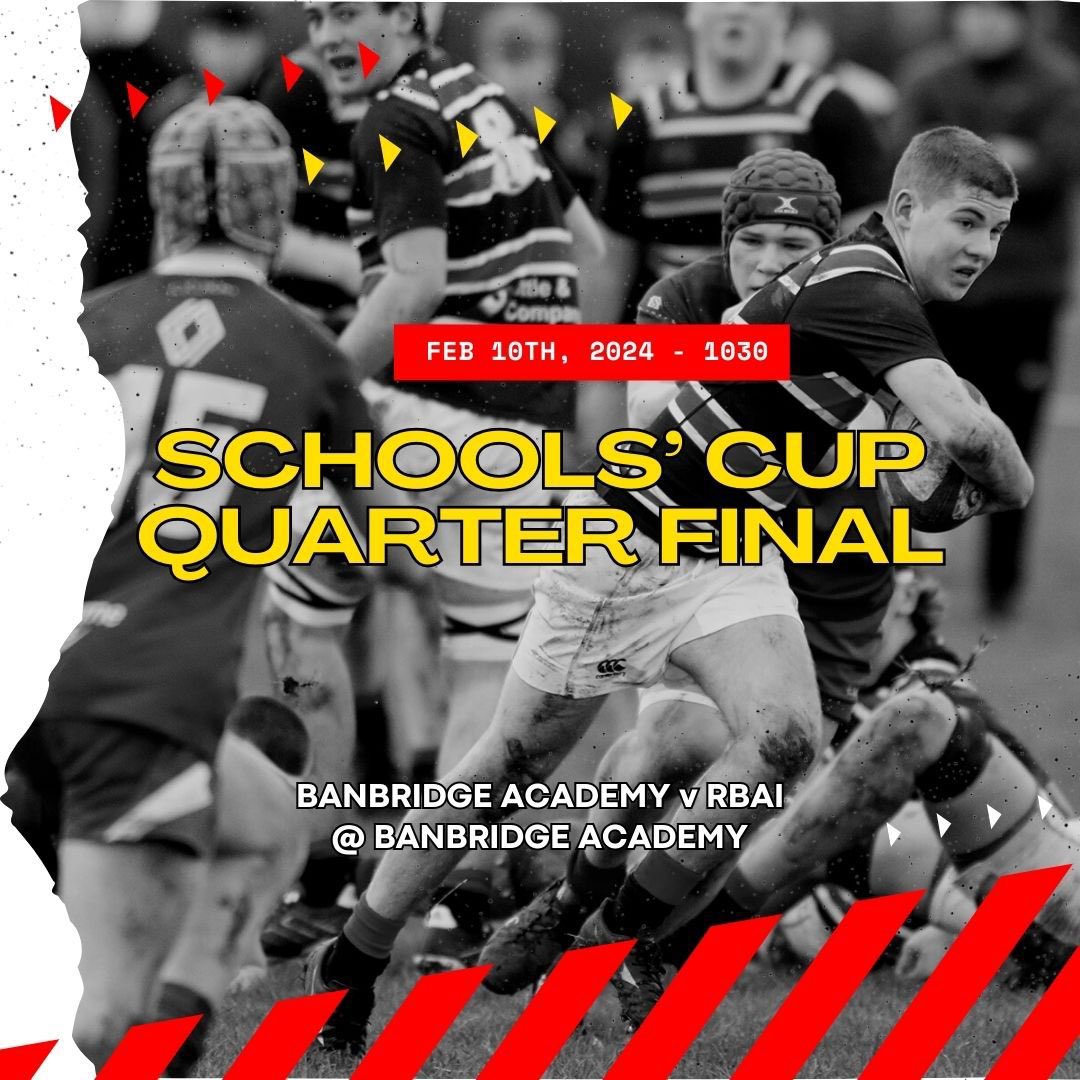A HUGE WEEKEND AHEAD!! 
Our 1st XV face @RBAI_Rugby in the Quarter Final of the @DBSchoolsCup! 
Big support expected as our boys take to the pitch! Please arrive in good time as parking is limited.