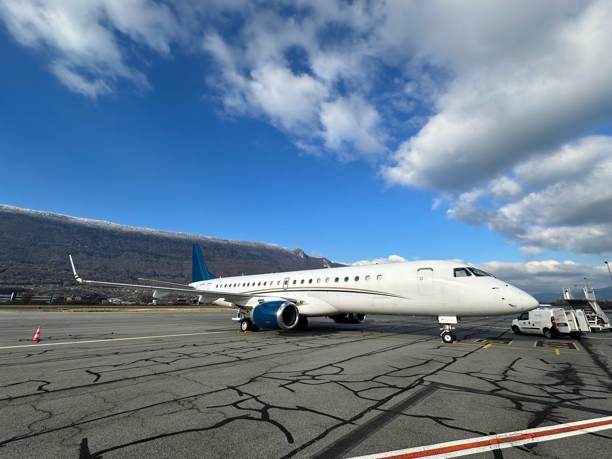 dBBAviation's tweet photo. The Embraer Lineage 1000 on stand in Chambery ahead of our charter to London. This is a fantastic solution for up to 19 passengers.

Get in touch today for your next private jet charter.

E. charlie@dbbaviation.com
O. +44 (0) 203 960 0123

#embraer #luxury #travel #pilot https://t.co/dtPcslevHl