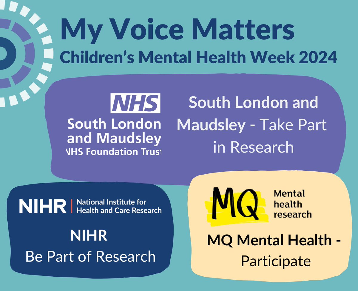 NIHR Maudsley Biomedical Research Centre (BRC) (@nihrmaudsleybrc) on Twitter photo Young people can have their voices heard on #mentalhealth by taking part in researchš #CHMW
1ā£<a href="/MaudsleyNHS/">NHS Maudsley</a> Take Part in Research: slam.nhs.uk/take-part-in-rā¦
2ā£<a href="/NIHRresearch/">National Institute for Health and Care Research</a> Be Part of Research: bepartofresearch.nihr.ac.uk/results/searchā¦
3⣠<a href="/MQmentalhealth/">MQ</a> Participate: participate.mqmentalhealth.org/?age_range=0-17 Young people can have their voices heard on #mentalhealth by taking part in researchš #CHMW
1ā£<a href="/MaudsleyNHS/">NHS Maudsley</a> Take Part in Research: slam.nhs.uk/take-part-in-rā¦
2ā£<a href="/NIHRresearch/">National Institute for Health and Care Research</a> Be Part of Research: bepartofresearch.nihr.ac.uk/results/searchā¦
3⣠<a href="/MQmentalhealth/">MQ</a> Participate: participate.mqmentalhealth.org/?age_range=0-17