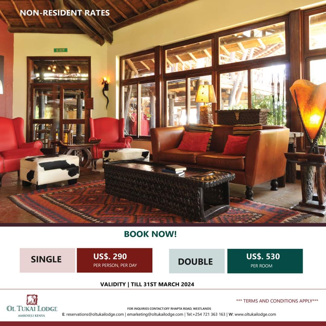 Are you ready for that amazing escape into the wild? An immersion experience into the wild nothing but wild whispers and soothing breeze, and sounds of wildlife around. 

Talk to us
+254 721 363 163 | emarketing@oltukailodge.com
oltukailodge.com