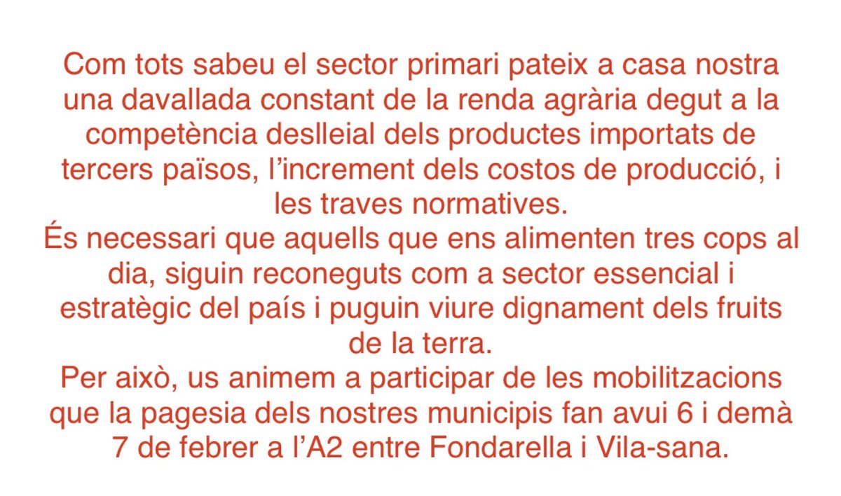 esquerresarbeca's tweet photo. Sense pagesos no hi ha futur ni país!
Visca la terra! https://t.co/q5SY8dq5ZX