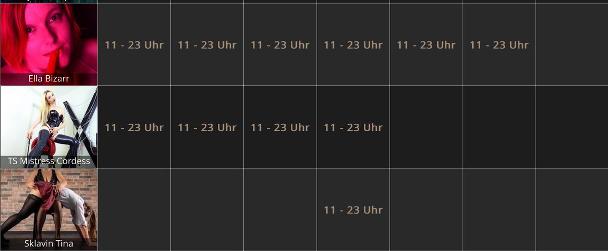 Diese Woche im <a href="/SMDarkDiamond/">StudioDarkDiamond</a> Anwesensd

Zum ersten mal bei uns 
<a href="/Ella_Bizarr/">Ella_Bizarr (The Red Devil) Berlin 14-16.7.25</a>  bis 10.02
<a href="/MistressCordess/">TsCordess(Offiziell)</a>  bis 8.02
Sklavin Tina am 08.2

<a href="/LadyVivienBlue/">Lady Vivien Blue</a> bis 09.2
<a href="/Satanicapantera/">Satanica Panthera</a> 09.2 &amp; 10.02
<a href="/LadyKimDiamond1/">⚜️Lady Kim Diamond</a> 07.02/09.02/10.02

<a href="/Sinaimperia/">ꜱɪɴᴀ ɪᴍᴘᴇʀɪᴀ | ʀᴜʙʙᴇʀ ᴄᴏɴᴛʀᴏʟ</a> ab 11.02

smstudio-ingolstadt.de