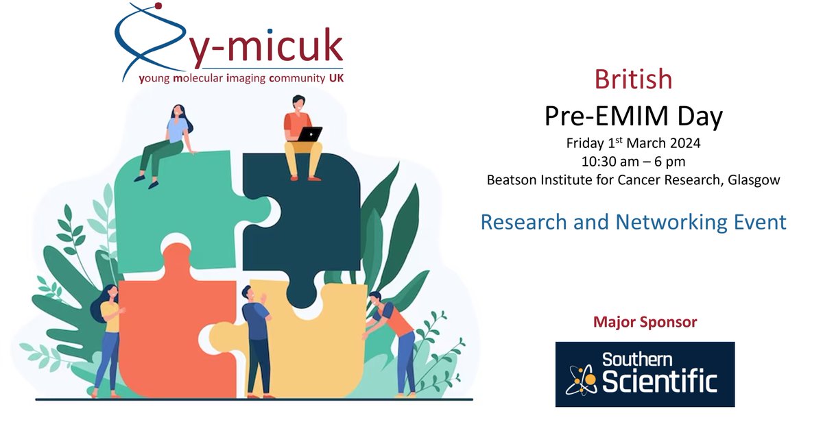 Young British ESMI Group invites you to Pre-EMIM
📅 Friday 1 March 2024, from 10.30 am to 6 pm
🏴󠁧󠁢󠁳󠁣󠁴󠁿Beatson Institute for Cancer Research in Glasgow
✅free registration
✅refreshments and lunch
✅evening social 
✅travel sponsorship (£50) 
We are looking forward to seeing you there!