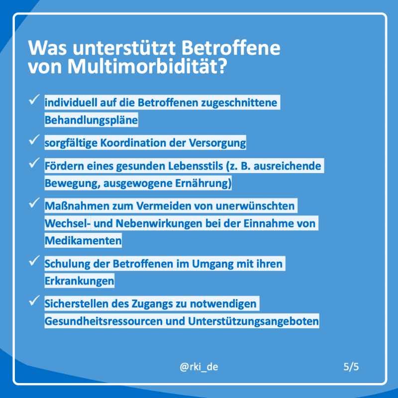 rki_de's tweet photo. 👵👴 Mit zunehmendem Lebensalter steigen das individuelle Krankheitsrisiko und das Risiko für die sogenannte #Multimorbidität.

Wie diese entsteht, welche Probleme sie verursacht, und wie Betroffene unterstützt werden können: Wir erklären es in unserer Reihe #WasIstEigentlich. ⬇️