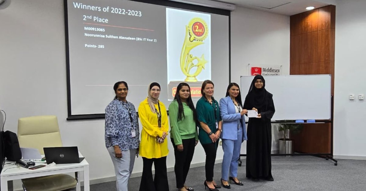 MiddlesexDubai's tweet photo. Congratulations to all winners and everyone who took part in the CEI Department Student Learning Experience Journey Awards (#SLEJ). The initiative allows students to carve out career paths through industry-recognised credentials that boost their competitiveness in the job market! https://t.co/ndRWrvj5KW