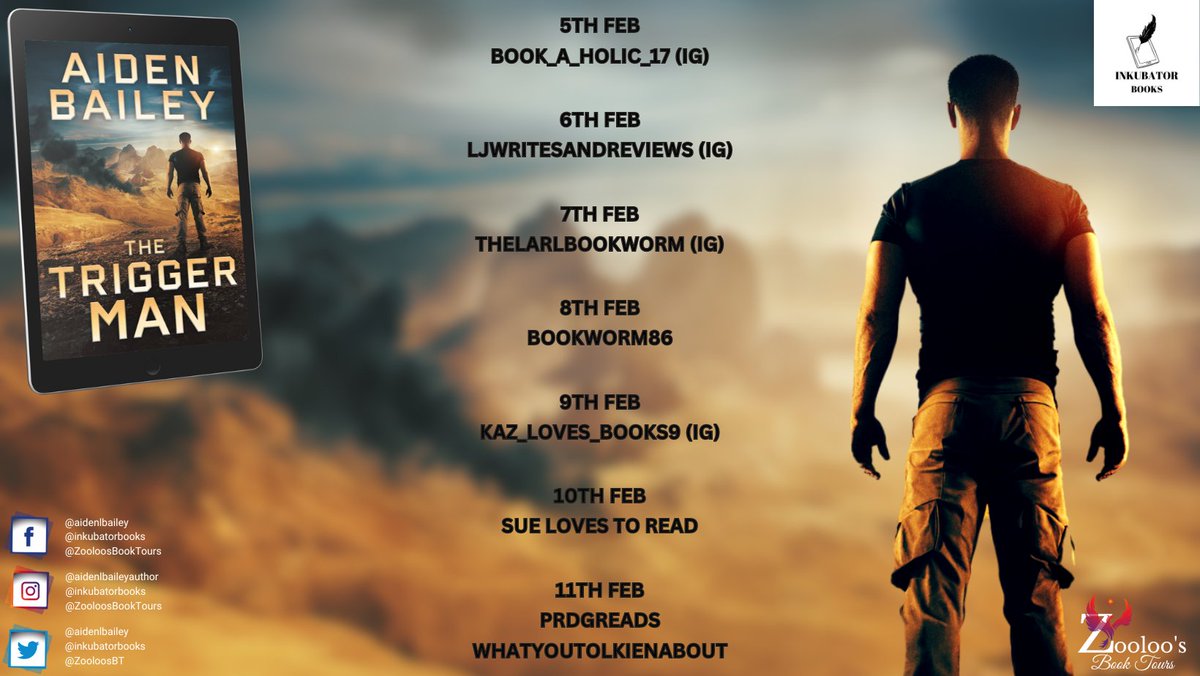 ZooloosBT's tweet photo. Today on the book tour for #TheTriggerMan we saw a post from @ljwrites85 - check the review below!
Tomorrow #thelarlbookworm will be stopping by - do say hi!
@AidenLBailey @inkubatorbooks
#ZooloosBookTours https://t.co/VF7TP1FAAR