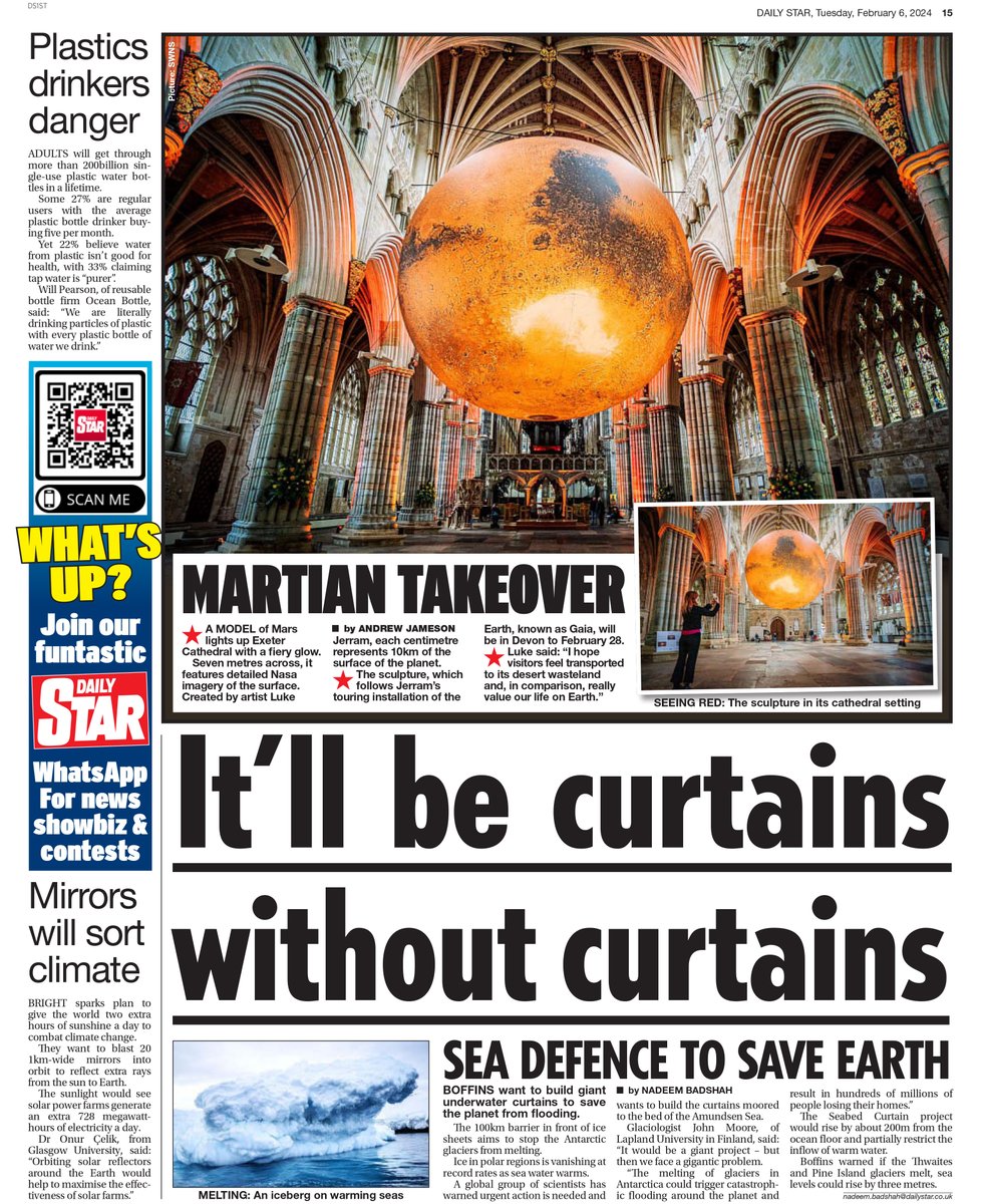 I had an awesome time yesterday visiting Luke Jerram's Mars installation at Exeter Cathedral, I would highly recommend going to see it. Published in todays Daily Star. @SWNS #exeter #devon #southwest #lukejerram #mars