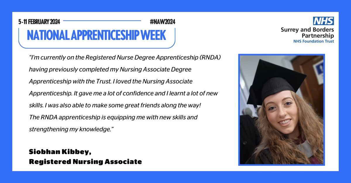 Our apprenticeship programmes go from strength to strength! This week we will be sharing testimonials from colleagues across our Trust highlighting how apprenticeships are helping them to develop their career. #sabpNHS #NAM2024