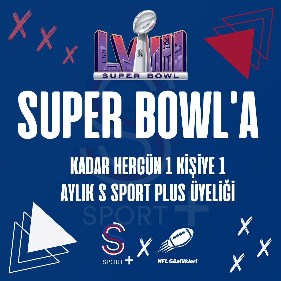 NFLGunlukleri's tweet photo. NFL Super Bowl LVIII Hediyesi!

Super Bowl'a kadar hergün 1 kişiye 1 aylık S Sport Plus üyeliği hediye! (1/5)

🏈 Bu postu RT yap.
🏈 @ssportplustr ve bizi takip et. 
🏈 Super Bowl'da desteklediğin takımı yorumlara yaz. https://t.co/52x4MqE1cX