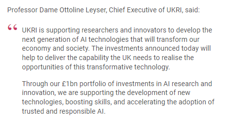 UK Research and Innovation (@ukri_news) on Twitter photo We’re investing £100m in AI research, including nine new <a href="/EPSRC/">Engineering and Physical Sciences Research Council</a> AI hubs and ten <a href="/ahrcpress/">Arts and Humanities Research Council</a> scoping projects, to advance future tools and innovations: orlo.uk/Pl2A1 We’re investing £100m in AI research, including nine new <a href="/EPSRC/">Engineering and Physical Sciences Research Council</a> AI hubs and ten <a href="/ahrcpress/">Arts and Humanities Research Council</a> scoping projects, to advance future tools and innovations: orlo.uk/Pl2A1