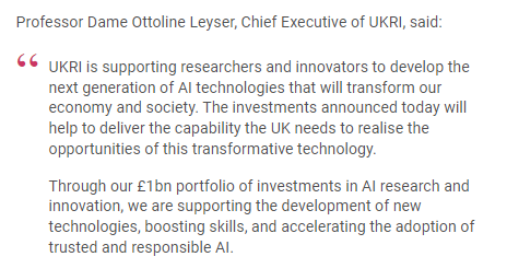 We’re investing £100m in AI research, including nine new @EPSRC AI hubs and ten @ahrcpress scoping projects, to advance future tools and innovations: orlo.uk/Pl2A1