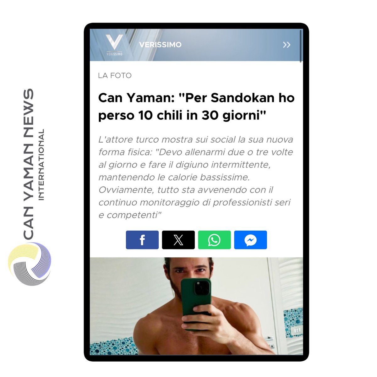 🇮🇹🗞️| Mediaset Infinity - Verissimo #CanYaman: 'For #Sandokan I lost 10 kilos in 30 days' The Turkish actor shows off his new physical shape on social media: 'I have to train two or three times a day and do intermittent fasting, keeping calories very low. Obviously, everything…