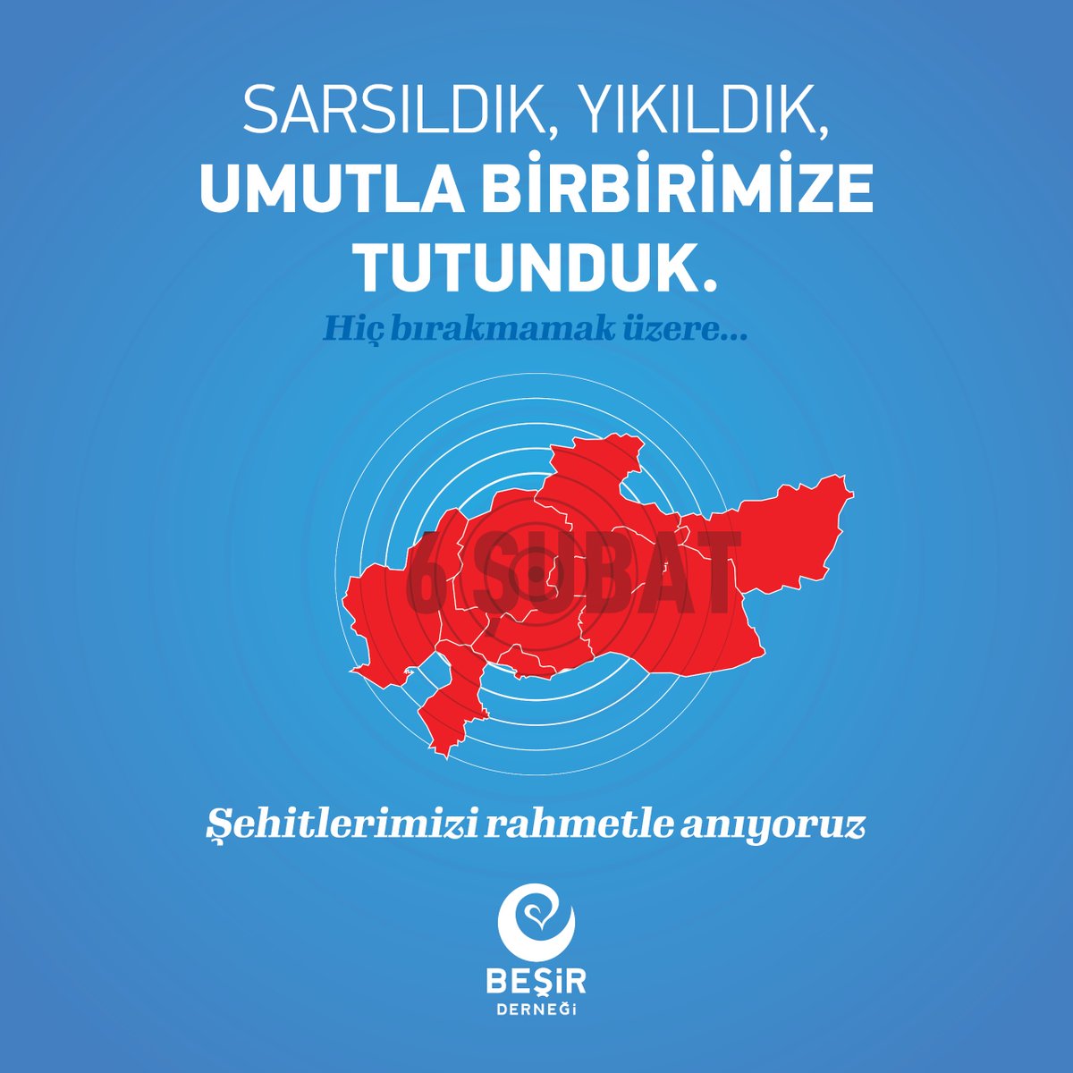 #6Şubat2023 Saat 04.17

Yaralandık, yaralarımızı birlikte sardık. Şehitlerimizi birlikte uğurladık. Allah Teala cümlesine rahmet eylesin. Afetlerden ülkemizi ve milletimizi muhafaza eylesin.

#asrınfelaketi 
#asrınbirlikteliği 
#BeşirAramaKurtarma