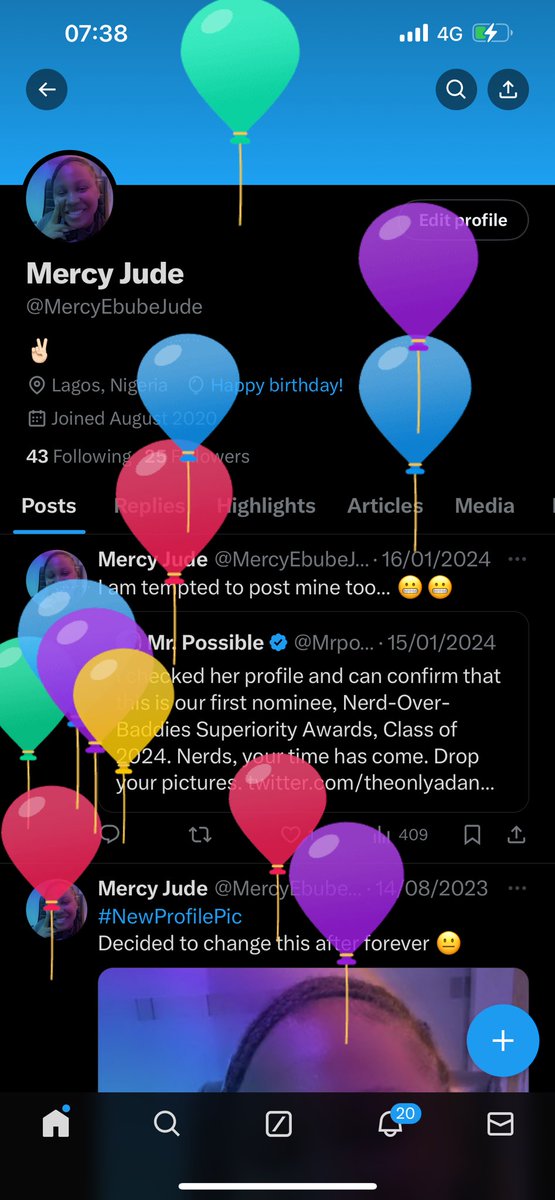 MercyEbubeJude's tweet photo. It’s my Birthday 🥳 
Cheers to +1!! https://t.co/LzuIK4Q7AY