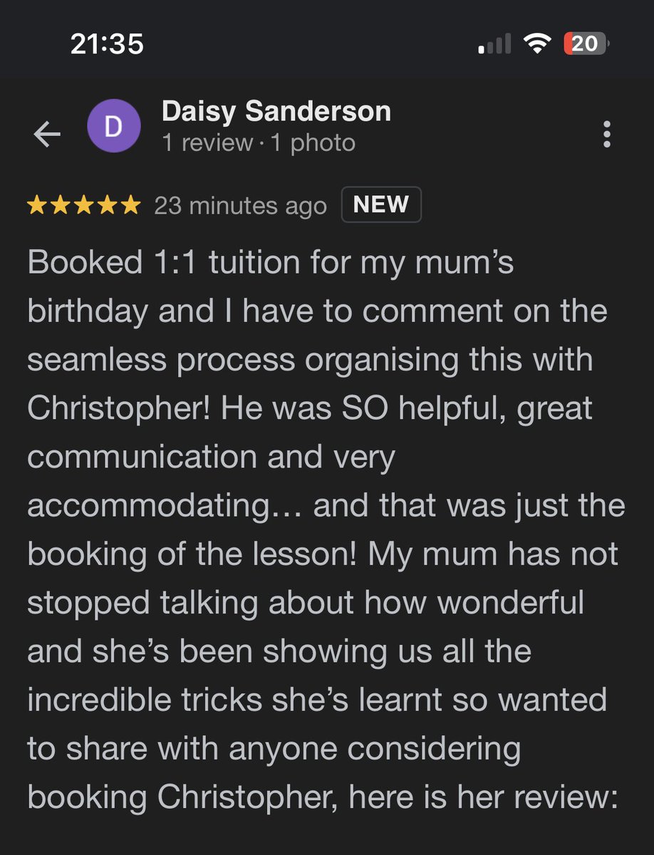 cwmagicuk's tweet image. Lovely to receive this review from another very happy magic lesson client. #magiclessons #magic