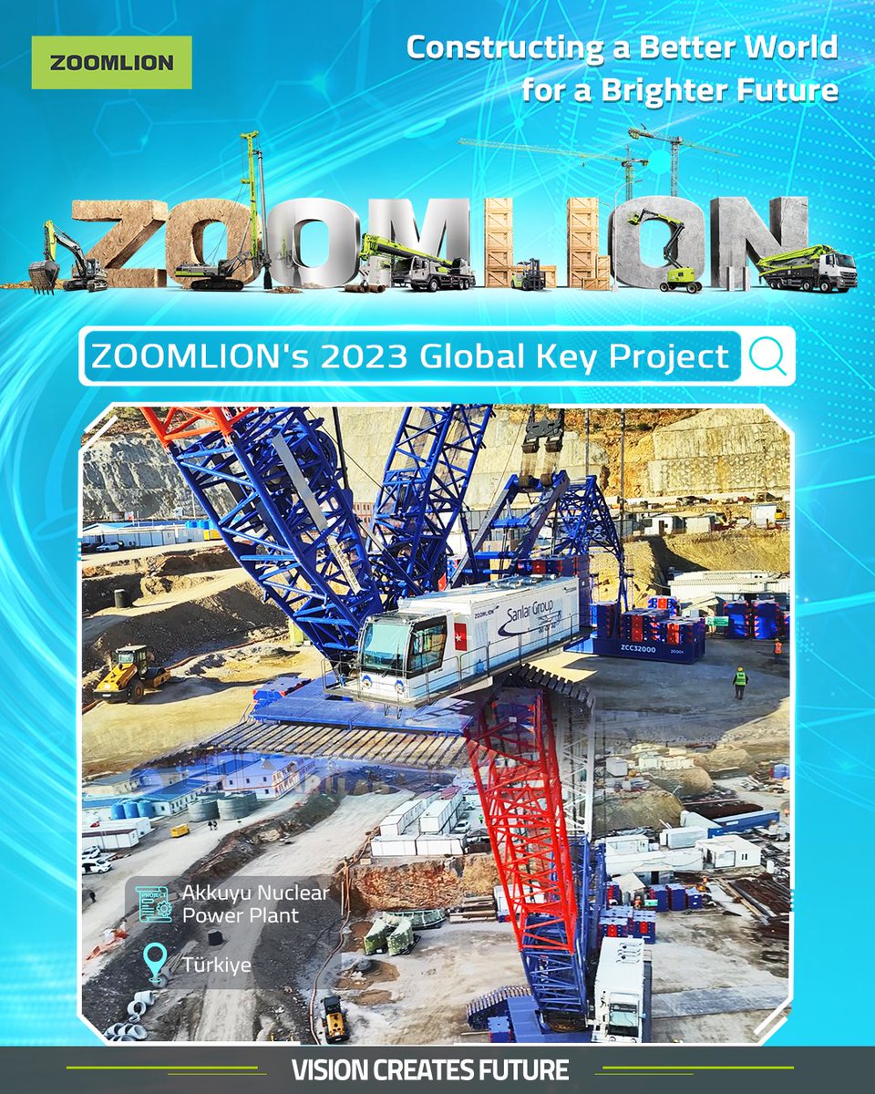 Zoomliontech's tweet photo. 🌍#ZOOMLIONGlobal #VisionCreatesFuture #2023GlobalKeyProject
ZOOMLION's 2023 global contribution:
💼 Akkuyu Nuclear Power Plant Project - Türkiye's first
🔑 $20B invested, meeting 10% of Turkey's power needs.
🏗️ 30+ tower cranes, incl. ZCC32000, led the project's development. https://t.co/LGIMEhyepq