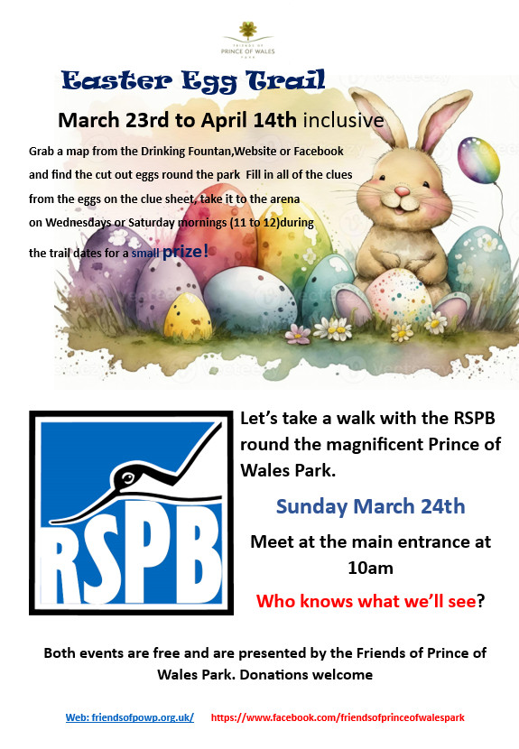 🐰Easter Egg Trail and 🐦 RSPB bird walk taking place at Friends of Prince of Wales Park. #RSPB #Bingley #Easter