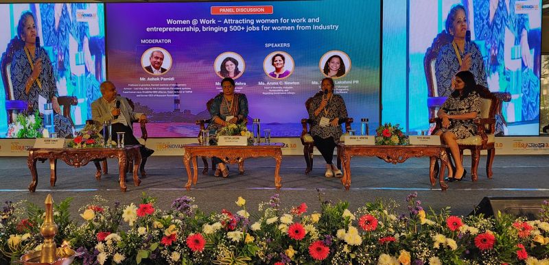 #MangaluruTechnovanza3.0 panel 'Women @ Work' highlights corporate strides in gender diversity & inclusion. Leaders from Infosys, PowerSchool, & Broadcom share innovative initiatives to boost women's participation in tech & leadership. 🌟 #EmpowerHer #TechInclusion