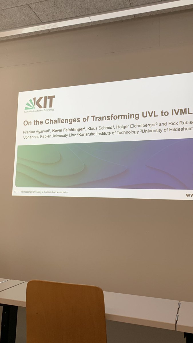 GPerrouin's tweet photo. Kevin Feichtinger is presenting his work on transforming UVL to decision models @vamosconf #modevar https://t.co/NaBWyCf1qX