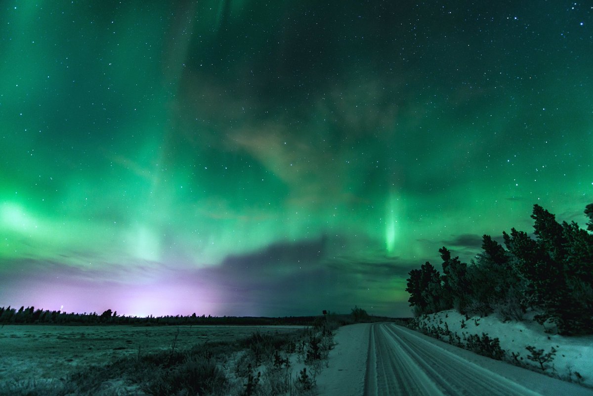 When you drive down a lonesome road in the middle of nowhere on a dark Arctic night.
