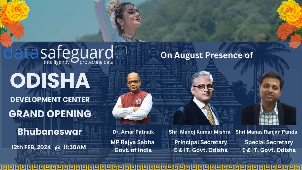 damodarsahu's tweet image. Honored by esteemed Guests of Honor joining us on Feb 12, 2024, for @Data_Safeguard&apos;s Development Center inauguration in Bhubaneswar, India! 🌟 Your support fuels our journey! 🚀 See you in Bhubaneswar!
@Amar4Odisha @manojmishrasays