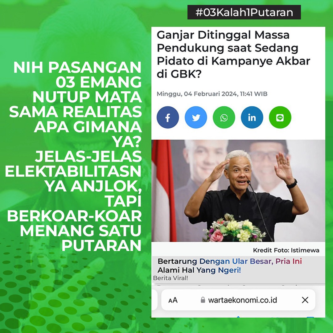 construxt's tweet image. Haha kalo inget kampanye Akbar di GBK mau ketawa Mulu dah jadi nya,lagian lucu banget lagi ngomong koar koar alias pidato malah di tinggal gitu aja sama pendukung nya sendiri #03Kalah1Putaran
SuaraHilang 03Kalah