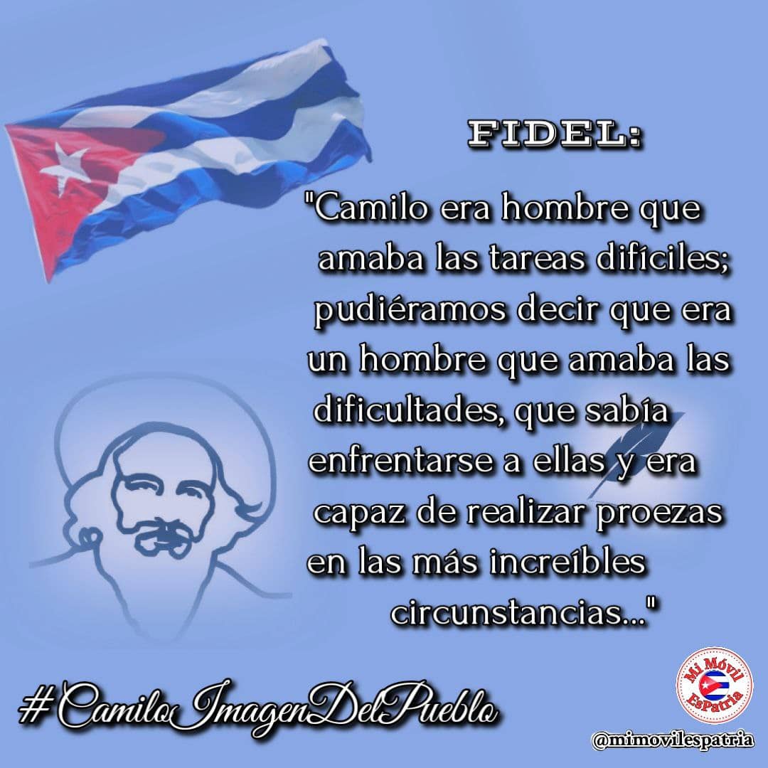 Razón tuvo #FidelPorSiempre cuando dijo que en el pueblo hay muchos Camilos. Buen día, cubanos.
#MiMóvilEsPatria #CamiloImagenDelPueblo