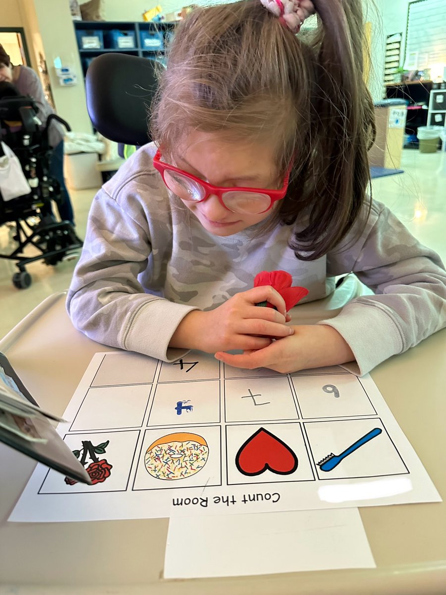 February count the room centers🌹Students go to 4 stations with monthly themed real objects to target counting skills and number ID❤️