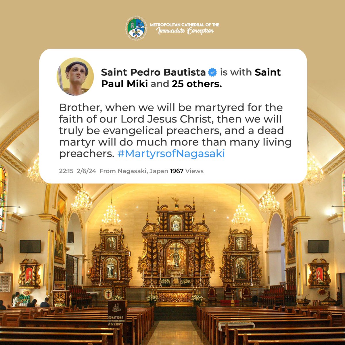 MCIC_Parish's tweet photo. Saints Pedro Bautista, Paul Miki and Companions, pray for us. https://t.co/XFir5xp3lq