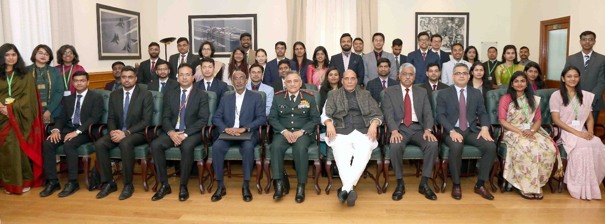 rajnathsingh's tweet photo. Delighted to interact with IFS probationers. These young officers have great conviction and tremendous energy to serve the country. My best wishes to them in their future endeavours. https://t.co/Coz5c5pdRp