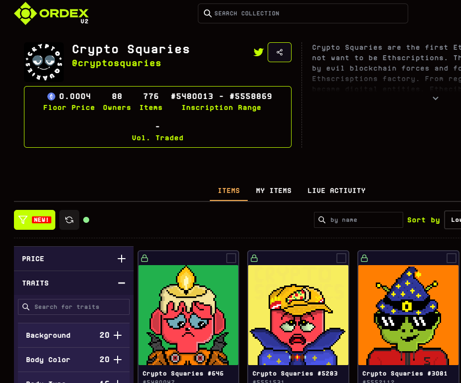 CryptoSquaries's tweet photo. Good morning all. The collection has been updated on Ordex, 776 of the Squaries are now linked to the collection.
Grab them, they are your pass to future plans we have.
#freemint πhttps://t.co/NdzD82nllL
#ethscriptions #squaries https://t.co/N812qUJdYu