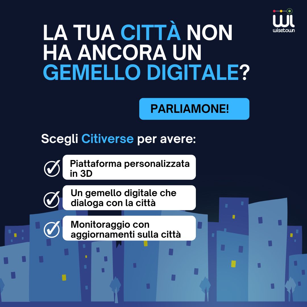 WiseTownProject's tweet photo. 🏙️✨ La tua #cittàintelligente non ha ancora un #gemellodigitale?
Scopri la nostra tecnologia dedicata alle #smartcity e richiedi una consulenza gratuita con un nostro esperto! https://t.co/HYEX0Vye8u
#UrbanDigitalTwin #digitaltwin #digitalizzazione #wisetown #PDND #PNRR https://t.co/vGqy7mPNBL