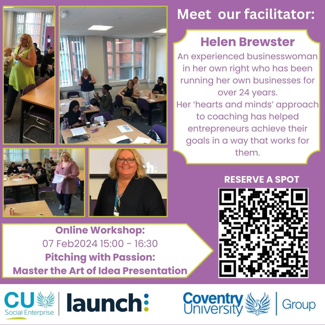 Join our online workshop, led by <a href="/HelenBrewster/">Helen Brewster</a> a seasoned businesswoman with 24+ years of entrepreneurial expertise. Experience her unique coaching style that aligns hearts and minds, tailored to help you achieve your goals. Apply now and elevate your pitch game!"