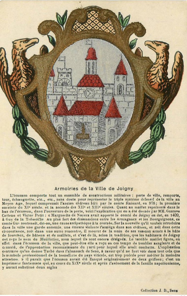Les armoiries de #Joigny (carte postale, début XXe s.)