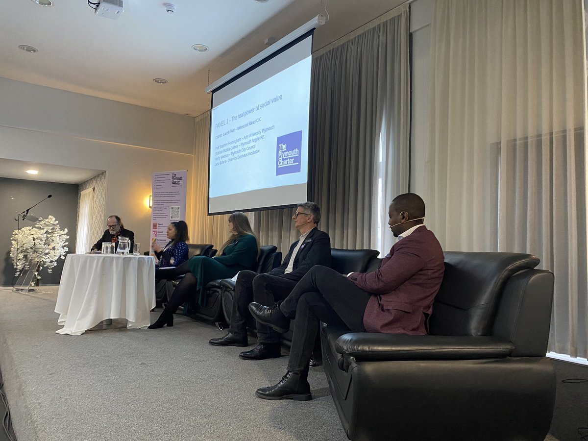The Plymouth Charter (@plymcharter) on Twitter photo Panel 1 talking about the Real Power of Social Value #plymouthchartersummit <a href="/Argyle/">Plymouth Argyle FC</a> <a href="/plymouthcc/">Plymouth City Council</a> <a href="/IridescentIdeas/">Iridescent Ideas CIC</a> <a href="/artsuniplym/">Arts University Plymouth</a> <a href="/DBI_UK/">Diversity Business Incubator</a> #VAWG #Diversity #Equality #community #socialvalue #inclusivity Panel 1 talking about the Real Power of Social Value #plymouthchartersummit <a href="/Argyle/">Plymouth Argyle FC</a> <a href="/plymouthcc/">Plymouth City Council</a> <a href="/IridescentIdeas/">Iridescent Ideas CIC</a> <a href="/artsuniplym/">Arts University Plymouth</a> <a href="/DBI_UK/">Diversity Business Incubator</a> #VAWG #Diversity #Equality #community #socialvalue #inclusivity