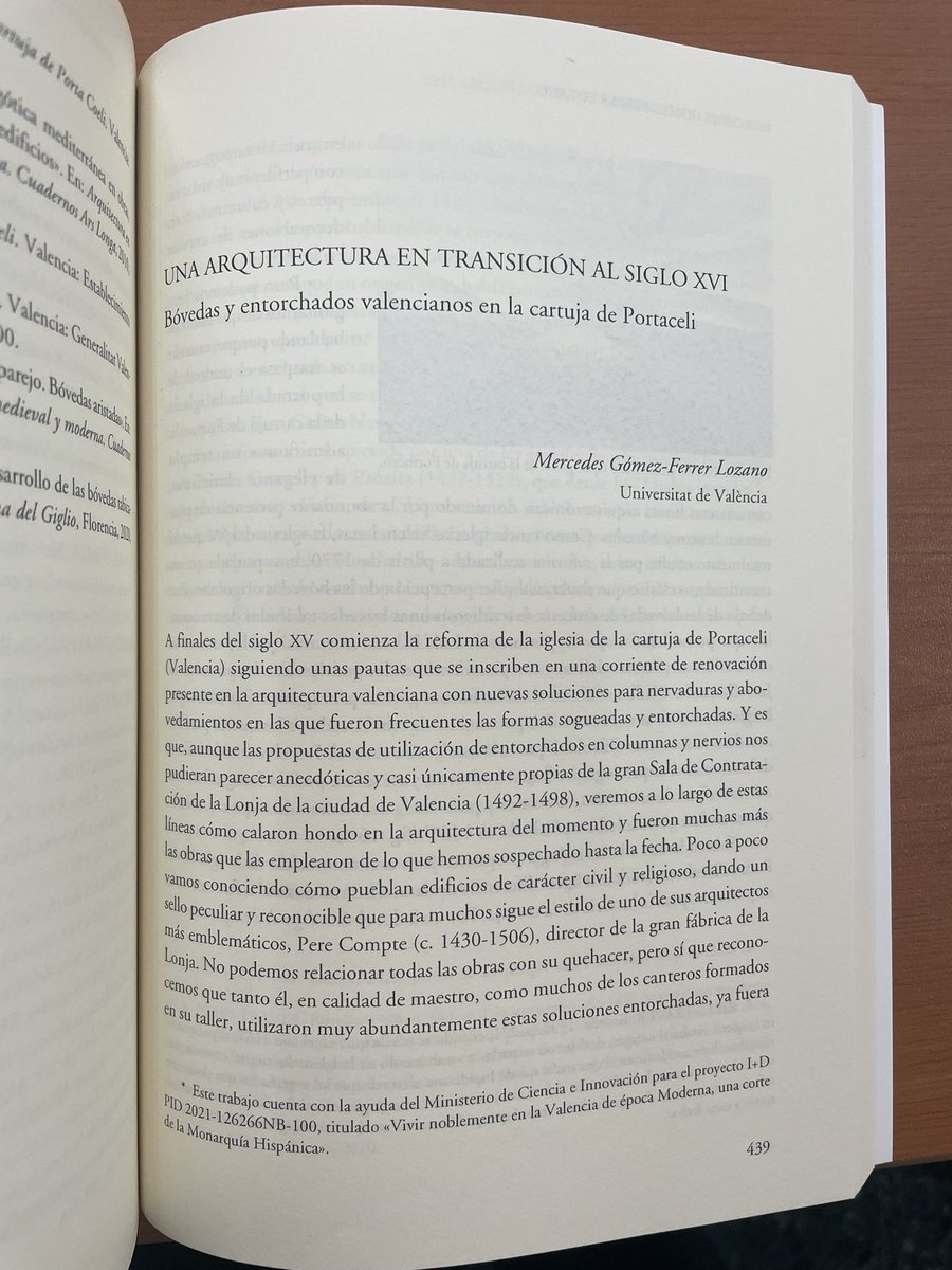 ➡️ Nueva publicación de Mercedes Gómez-Ferrer “Una arquitectura en transición al siglo XVI. Bóvedas y entorchados valencianos en la cartuja de Portaceli” en: La cartoixa de Portaceli (1272-2022) vuit segles de testimoni, pp. 439-456.