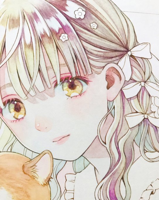 柔らかさを意識して着彩中です 